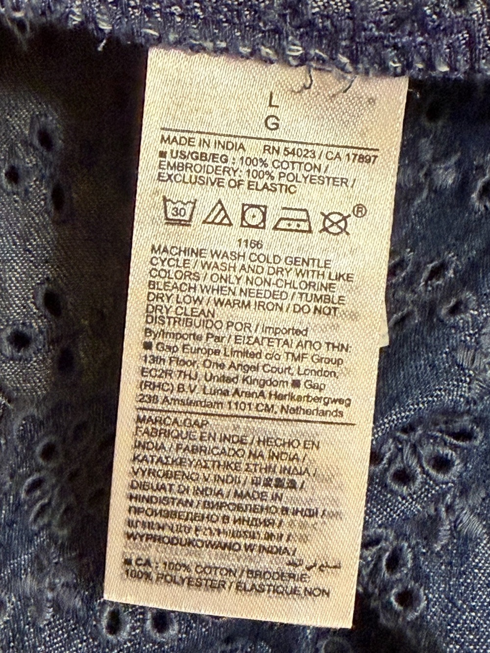 Gap × DÔEN Midi Blue Eyelet Denim Dress Size Large NWT - Picture 13 of 16